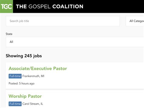Now, we are more equipped than ever to help you build your best team. . Gospel coalition jobs